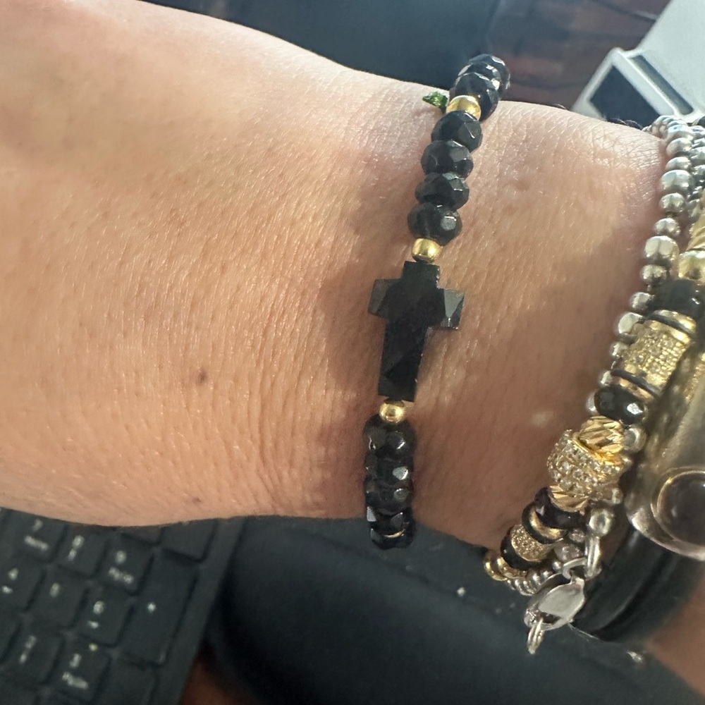 Black Cross Gold Bracelet